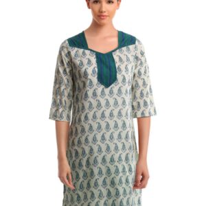 Alma Women Cream Printed Kurta