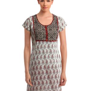Alma Women Off White Printed Kurta