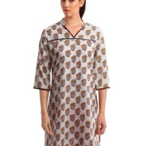 Alma Women Printed Off White Kurta