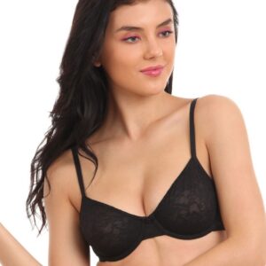 Amante Black Full-Coverage Lace Bra BCFR02