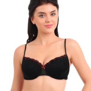 Amante Black Full-Coverage Lace Bra BGSM03