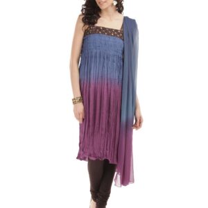 Aneri Women Purple Ombre Churidar Kurta & Dupatta Set