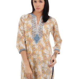 Aneri Women Printed Beige Kurti