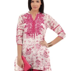 Aneri Women Printed Pink Kurti