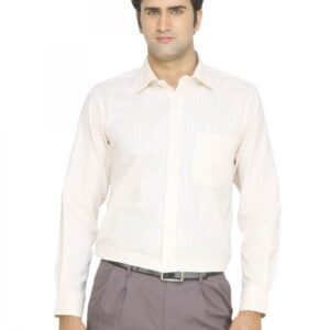 Arrow Men Cream Striped Shirt