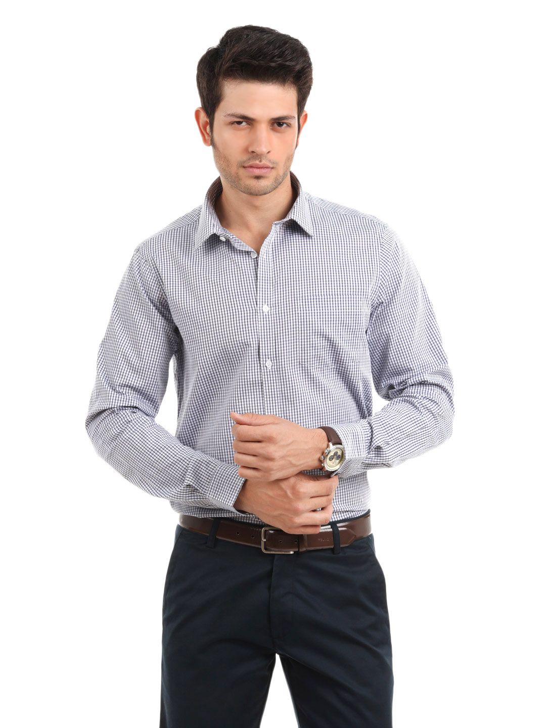 Arrow New York Men Blue Check Slim Fit Shirt