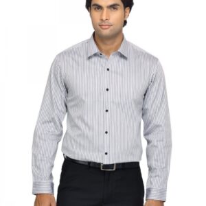 Arrow New York Men Grey Striped Slim Fit Shirt
