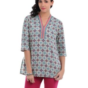 Aurelia Women Cream Printed Kurti