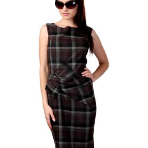 Avirate Brown & Grey Check Dress
