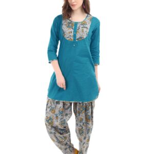 Ayaany Women Blue & Grey Patiala Kurta Set