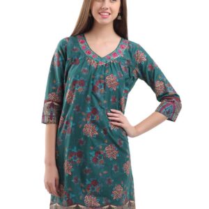 BIBA Women Teal Printed Kurta