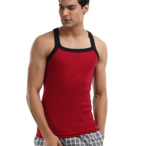 Crusoe Men Red and Black Innerwear Vest