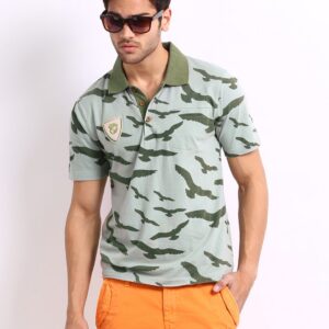 Do U Speak Green Men Green Printed Polo T-shirt