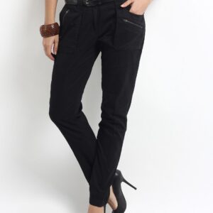 Elle Women Black Etra Slim Fit Trousers