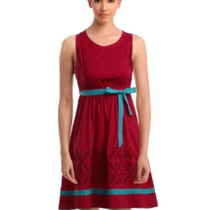 Elle Women Red A-Line Dress