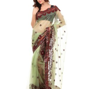 FNF Green & Red Collection For Wedding Sari