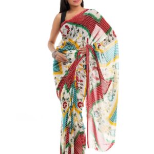 FNF Multi Coloured Printed Sari