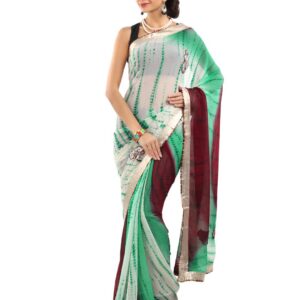 FNF Women Green & Cream Fashion Saree