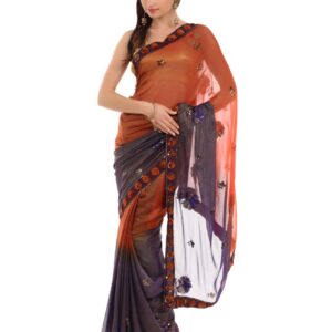 FNF Orange & Purple Wedding Collection sari