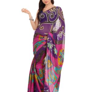 FNF Pink & Purple Evening Wear Sari