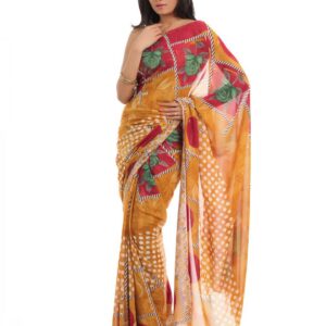 FNF Mustard Printed Sari