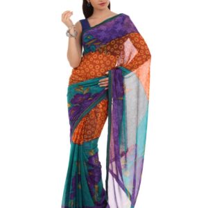 FNF Purple Printed Evening Wear Sari