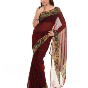 FNF Red & Black Evening Wear Sari
