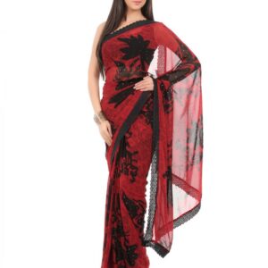 FNF Red & Black Evening Wear Sari