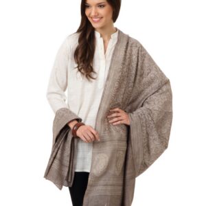 Fabindia Grey Hand Printed Chanderi Dupatta