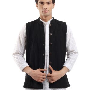Fabindia Men Reversible Blue Sleeveless Jacket