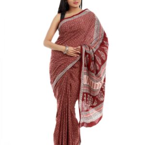 Fabindia Red Mull Printed Saree