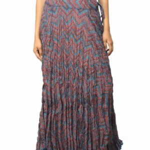 Fabindia Women Blue Ghera Crinkle Skirt