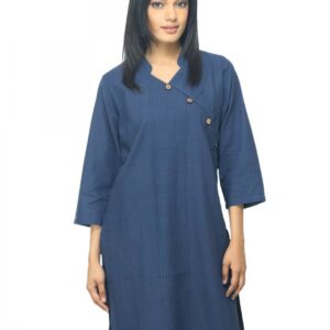 Fabindia Women Navy Blue Mangalgiri Kurta