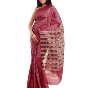 Fabindia Pink Tie & Dye Ghicha Striped Saree
