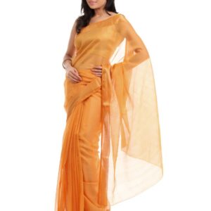 Fabindia Yellow Self-Striped Saree