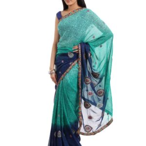 FNF Blue Printed Sari