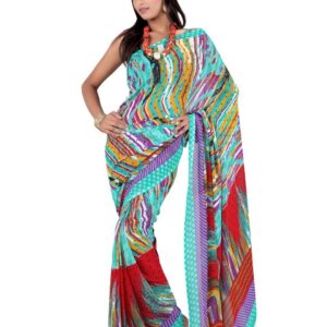 FNF Multi Coloured Printed Sari