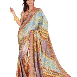 FNF Multi Coloured Printed Sari