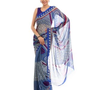 FNF Printed Blue Sari