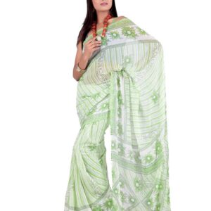 FNF Green Printed Sari