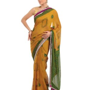FNF Green Printed Sari