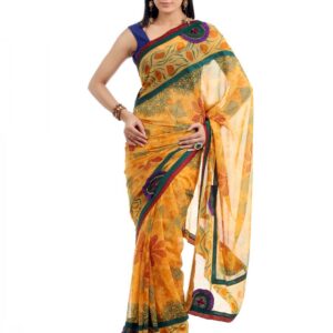 FNF Printed Mustard Sari