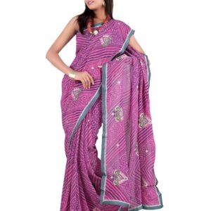 FNF Pink Printed Sari