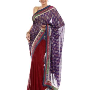 FNF Printed Purple Sari