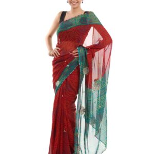 FNF Printed Red Sari