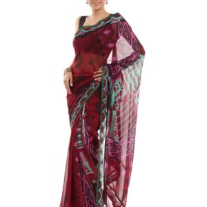 FNF Printed Red Sari