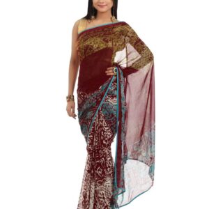 FNF Maroon Printed Sari