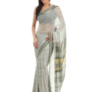 FNF Printed White Sari