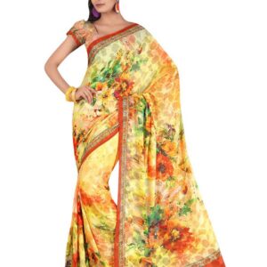 FNF Yellow Printed Sari