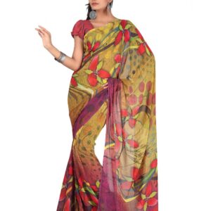 FNF Yellow Printed Sari